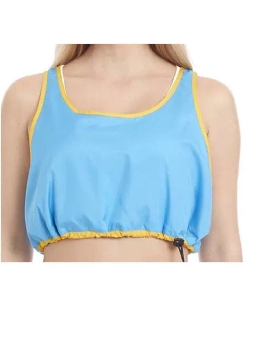 PSK Collective Blue Gold Colorblock Scoopneck Bra Top Drawstring Hem XXL NWT - Picture 12 of 14